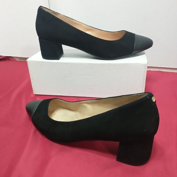 Cole Haan The Go-To Pump Women’s Size 9.5B Black Croc Leather / Suede Heels. - Picture 3 of 9